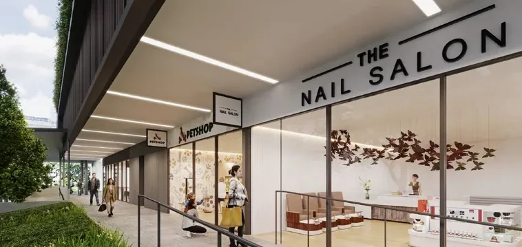 Landscaped retail frontage of Shoppes @ Sky Eden at Bedok Central