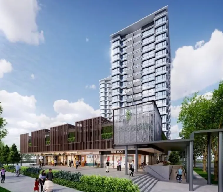 Sky Eden@Bedok tower above the Shoppes @ Sky Eden retail podium
